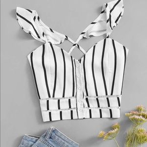 stripped shein crop top!!